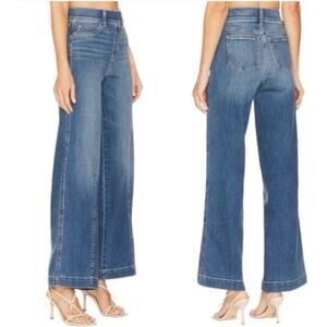 Spanx Seamed Front Wide Leg Jeans Vintage Indigo Size Large Pull On